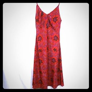 S 4/6 EXPRESS red pink paisley print slip dress
